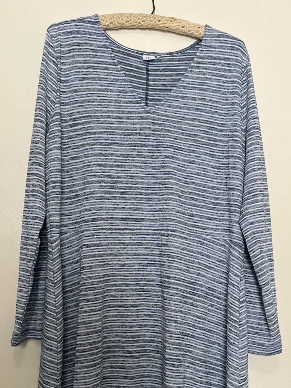 Gap Softspun Long Sleeve Dress Navy Black Gray Stripe Sz XXL